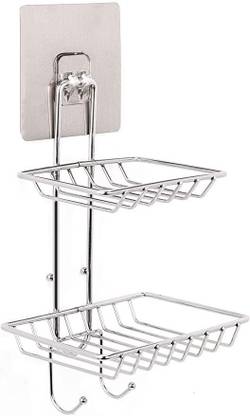 J-Bizz SS 2 LAYER BATHROOM SOAP DISH WITH HOOK