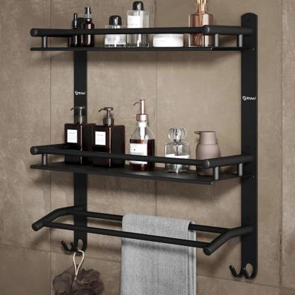GRIVAN Deluxe Multipurpose Bathroom Shelf/shelve/rack/stand With Towel Rod