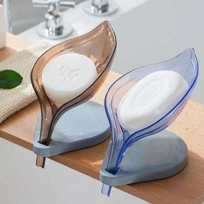 exton Leaf Shape Soap Holder for Bathroom Pack Of 2 (Blue)