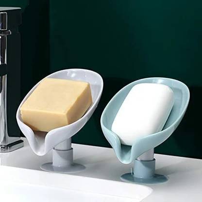 KRAZE Pack of 2 Lotus Leaf Shaped Self Draining No Drill/No Screw Soap Dish X2.108