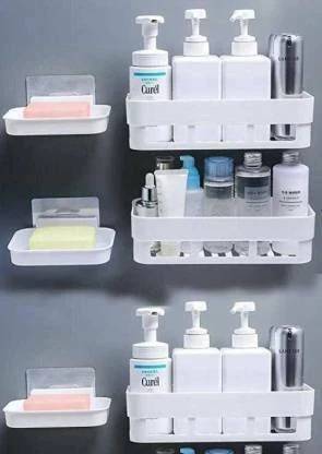 KYASO 3 PCS Shelves + 3 Pcs Soap Dish ABS Plastic Bathroom Accessories