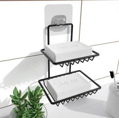 JEEL Double Layer soap Dish Holder Wall Hanging SoapStorage Rack