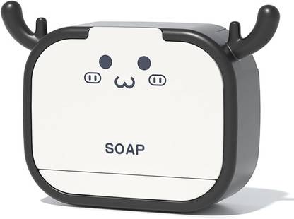 SHOPPYMIZE Flip-top Cartoon Antler Soap Box Soap Draining Rack-Wall Mounted