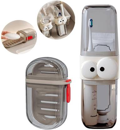 SANCORP Transperent Travel Toothbrush Holder & Soap Box Combo Toothbrush Case
