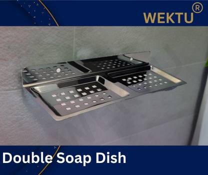 WEKTU Stainless Steel Double Soap Dish Holder/Square/Premium/01PC/45
