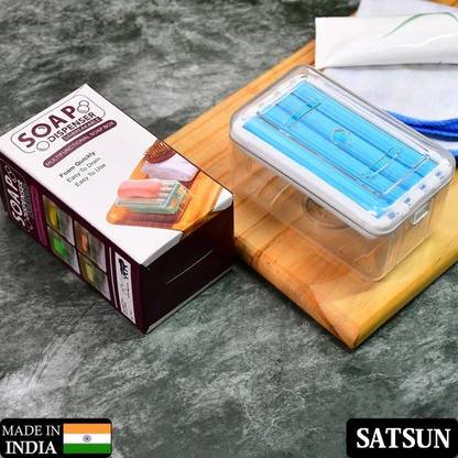 SATSUN ENTERPRISE Portable Soap Bar Box Dispenser with Rubber Roller Foaming Soap Saver