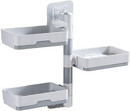 Kienlix Self Adhesive 3-Layer Dish for Bathroom and Kitchen Rotatable Soap Holder