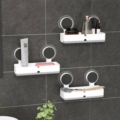 ZUCUR Self Adhesive Wall Mounted Double Soap Holder with Drain Tray Kitchen, Bathroom