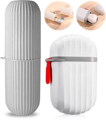 Pivot Swami Travel 1 Soap Box with 1 Toothbrush Case, Durable Waterproof Plastic Toothbrush Holder