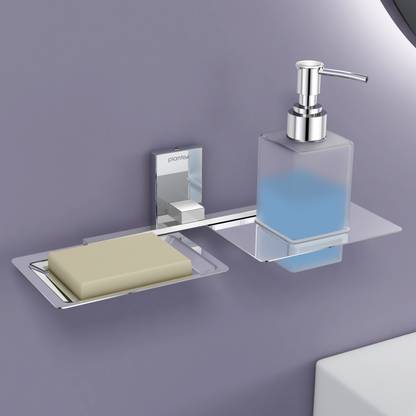 Plantex Iris 304 Grade Stainless Steel 2in1 Soap Holder with Soap Dispenser (Platinum)