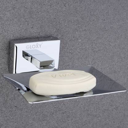 GLOXY Square Soap Holder for Bathroom Rust-Resistant, Stainless Steel Toothbrush Holder
