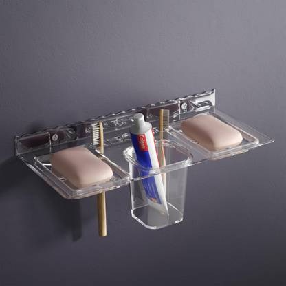 GLOXY Wall Mounted Soap case, Toothbrush/Tumbler Holder for Home Kitchen & Bathroom