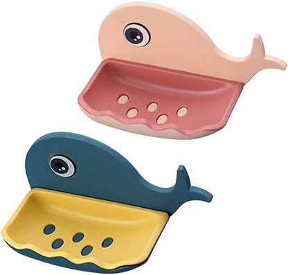 NANDKUVAR Plastic Soap Holder Beautiful Fish Shape Sop Dish Case Holder Bathroom Accessory