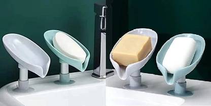 OFOY Leaf-Shape Self Draining Soap Dish Holder (4 Pcs)