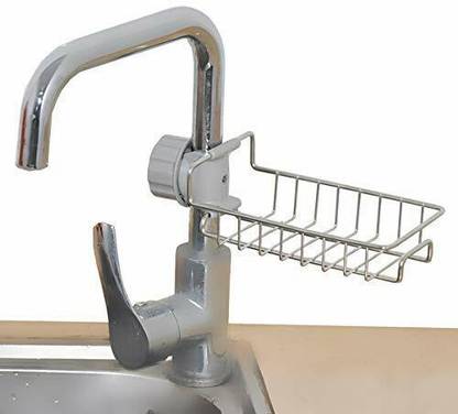 MobFest ® Faucet Storage Rack, Tap Hanging Holder, Stainless Steel Adjustable Faucet Sponges, Soaps, Scrubbers Rack Holder for Kitchen Sink or Bathroom Dish Washing Drainer Shelf