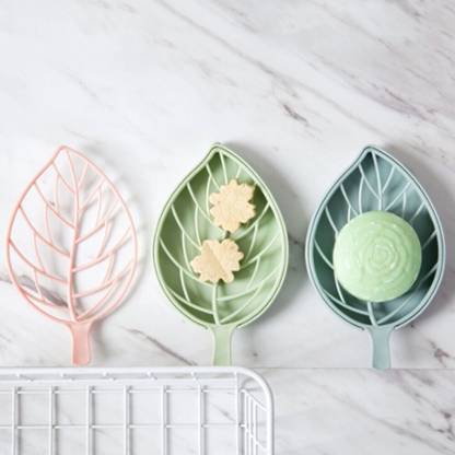 Radha Pack of 2Leaf Shape Self Draining Bar Soap Holder x2.14