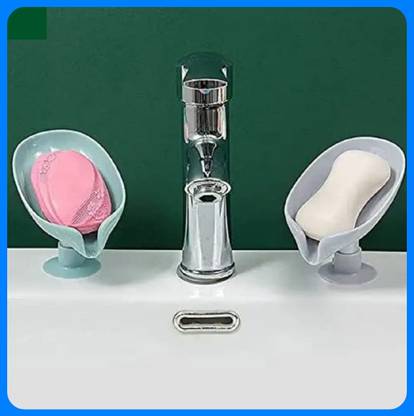 SJK Pack of 1 Leaf Shaped Self Draining Suction Cup Mounting Soap Dish X1.136_sc18