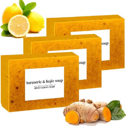 NEXTSET Lemon Turmeric Kojic Acid Brightening Soap for Glowing Skin & Dark Spot Removal