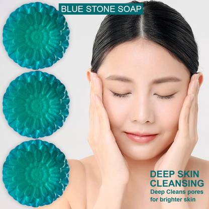 CHITAKSH Blue Stone Handmade Natural Bath Bar Soap (100 g) (100GM) (PACK OF 3)