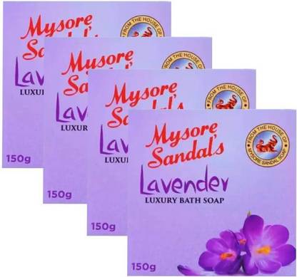 MYSORE SANDAL Lavender Luxury Bath Soaps 150gm Pack of 4