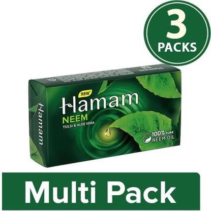 HAMAM Neem, Tulsi And Aloe Vera Soap (150g-Pack Of 3)