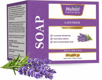 Multani Natural Lavender Handmade Soap (Pack of 3) | Reduce Dark Spots & Inflammation -