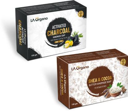 LA Organo Activated Charcoal & Shea Cocoa Butter Natural Handmade Bath Soap
