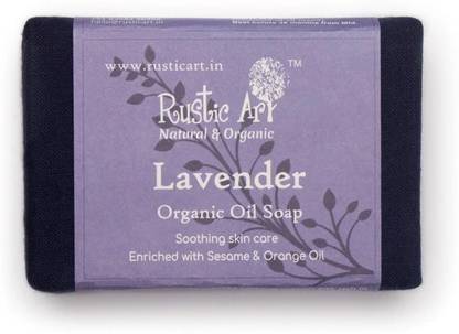 RUSTIC ART Organic Lavender Bath Soap|Hand Made|Cold Processed|No Synthetic Fragrance