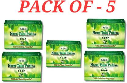 KAIPO Neem Tulsi Pudina Soap with Extracts,Vegetable Oils for Great Effect ( 5x100)