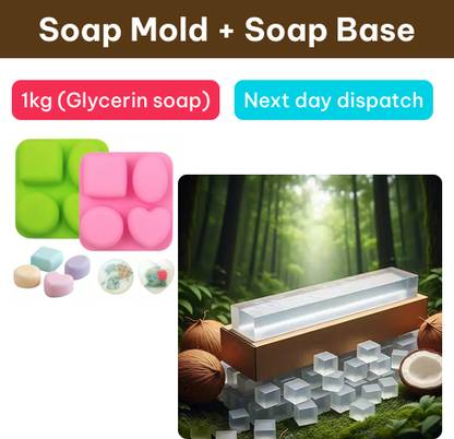 fresheasily Soap Mould with 500gm Ultra Clear Transparent Glycerin Soap Base