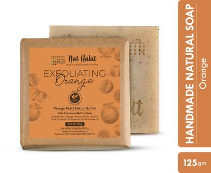 Nat Habit Exfoliating Orange Soap - Tan Removal, Cleansing & Anti-Aging Formula