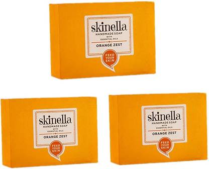 SKINELLA Orange Zest Soap - Herbal Bathing Soap with Essential Oils Pack of