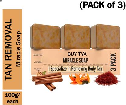 Buy TYA Sandalwood & Saffron Miracle Soap 3x100g Paraben-Free Glowing Set