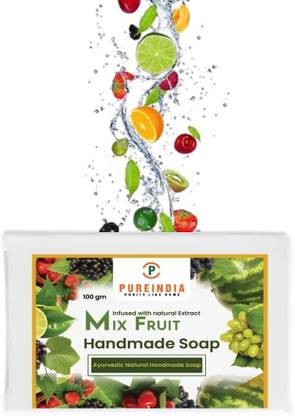 pureindia Handmade Mix Fruit Bathing Bar | Fruit Essential Oil | Refreshing Astringent