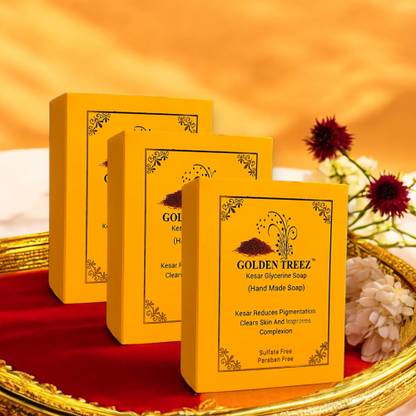 Golden Treez Saffron Handmade Soap For Fairness Natural Soap Pack of 3