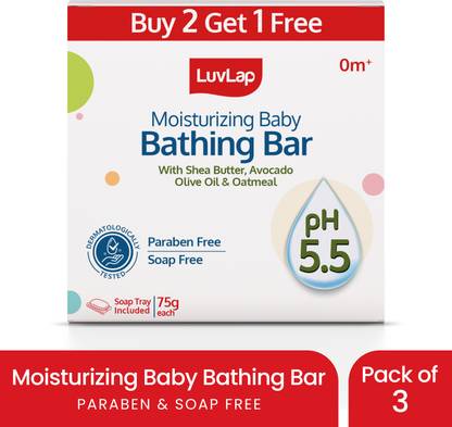 LuvLap Moisturizing Baby Bathing Bar, Baby soap with pH 5.5