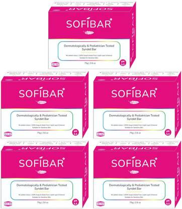 Sofibar Syndet Bar With Skin Friendly pH 5.5 (Pack of 5)