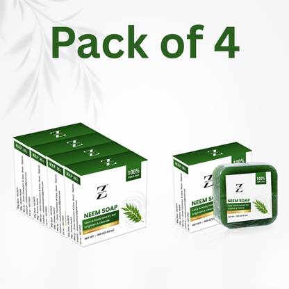 ZEROIC Neem Soap Natural Handmade Antibacterial Neem Bathing Bar, Sulfate/Paraben-Free