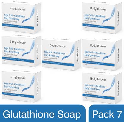 BodyBeliever Skin Lightening Soap with Kojic Acid, L-glutathione & Arbutin Daily Syndet Soap
