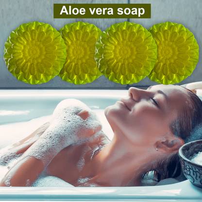 TERIHAR Aloe Vera Soap with Charcoal for Detoxifying Benefits (100GM) (PACK OF 4)