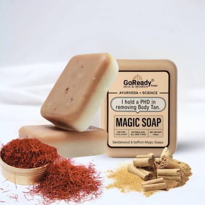 GoReady Magic Soap Sandal Wood And Saffron for DeTan and Glowing Brightening Skin