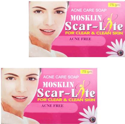 MOSKLIN SCARLITE ANTI - ACNE SOAP FOR ACNE FREE CLEANSING SKIN PAK OF - 2