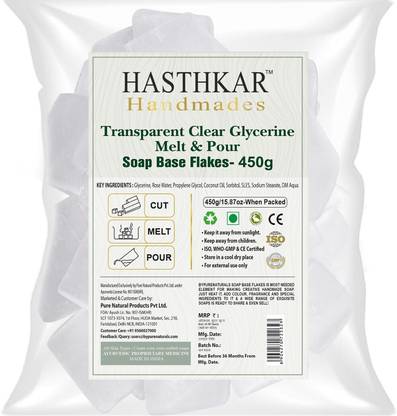 HASTHKAR Handmades Clear Glycerine Soap Base Flakes 450g