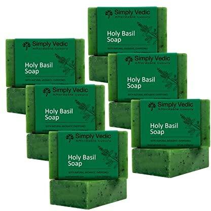 Simply Vedic 6-Pack Holy Basil/Tulsi Soap Bar For Body, Hand, Face, Hand-Made