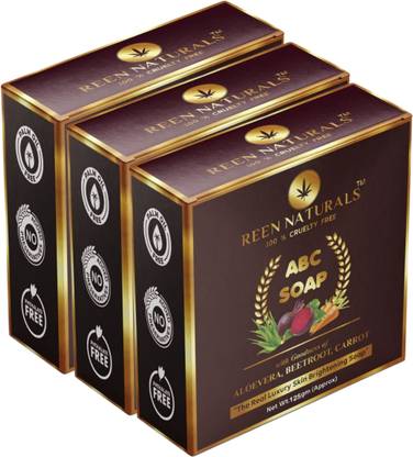 REEN NATURALS PACK 3 - ABC SOAP | Luxury Soap Natural Extract of Aloe Vera, Beetroot & Carrot