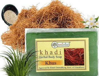 Khadi Rishikesh Handmade Khus Soap for Golowing skin,Reducing Acne,Prevent Dryness Winter,Unisex