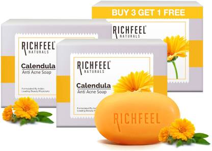 RICHFEEL Calendula Anti-Acne Soap For Acne & Blemishes 75g x 4 combo (B3G1)