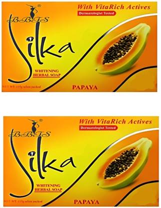 bbts NEW PAPAYA EXTRACT WHITENING SILKA HERBAL SOAP 100% ORIGINAL 2pack