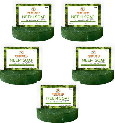 pureindia Handmade Neem Purifying Soap & Scrub Bar Pack of 5