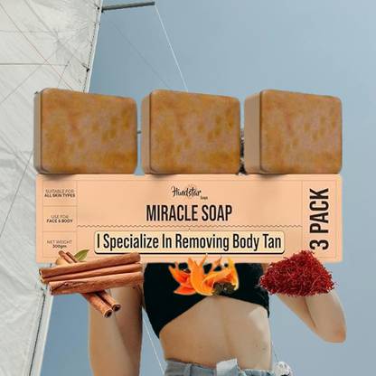 HINDSTAR Soaps Wood And Saffron Soap For Glowing & Refreshing Skin (pack of 3) jj